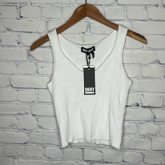DKNY Ribbed Cropped Tank Top - Picture 2 of 7